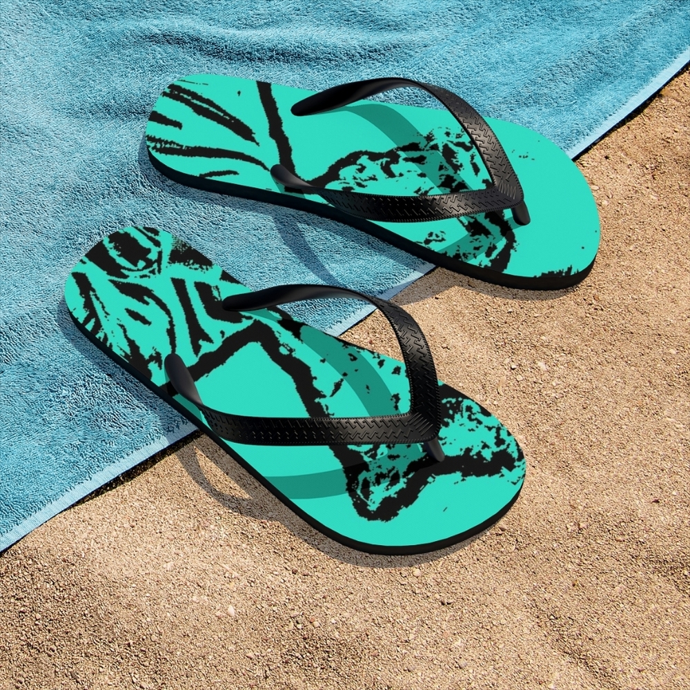 Unisex highly infused turquoise flip flops